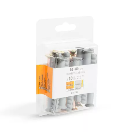 Tipli + csavar - 10 x 80 mm - 10 db / csomag