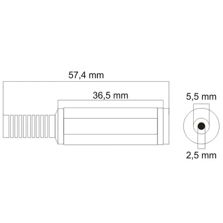 DC aljzat törésgátlóval - 5.5/2.5 mm