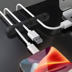   Vezeték rögzítő szett - öntapadós - fekete - 10 db / csomag