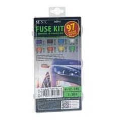   Biztosíték készlet + kiszedő, tárolódobozban - 97 db - 3-30A