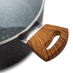   Nava 10-144-122 Nature tapadásmentes lábas, kőbevonattal, hőálló fogantyú, üvegfedő, 28 cm