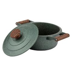   Nava 10-255-030 Ωmega tapadásmentes öntött alumínium lábas fedővel, kőbevonattal, 20 cm