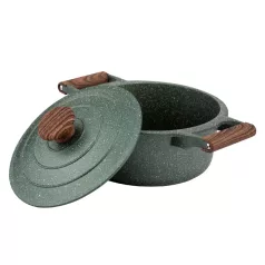   Nava 10-255-030 Ωmega tapadásmentes öntött alumínium lábas fedővel, kőbevonattal, 20 cm