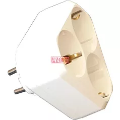 3-as földelt hálózati elosztó, fehér