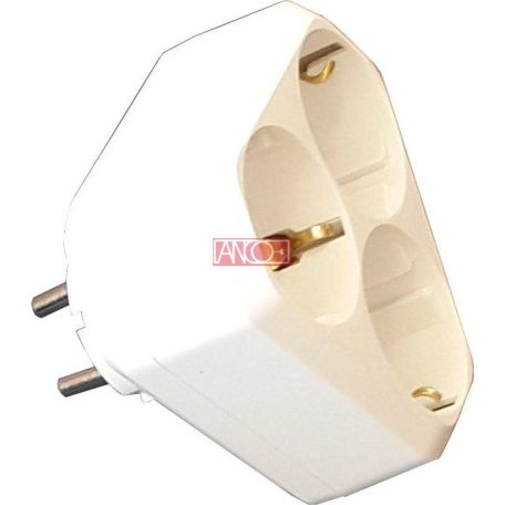 3-as földelt hálózati elosztó, fehér