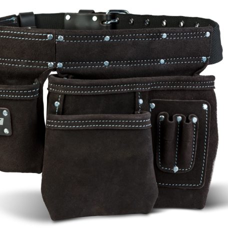 Professzionális bőr szerszámtartó öv - 7 zseb, 1 kalapácstartó, 4 ceruzatartó