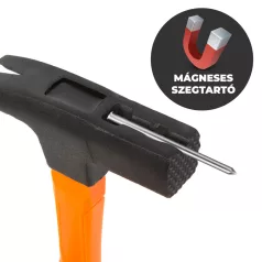   Professzionális ács kalapács mágneses szegtartóval üvegszálas nyéllel - 600 g