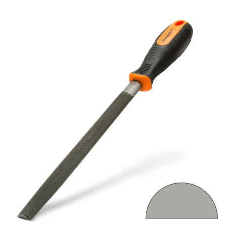 Precíziós reszelő fémhez - félkör alakú - kétszeres vágású - közepes durvaságú