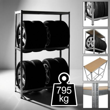 Gumiabroncs tároló állvány - fém - 180 x 120 x 40 cm