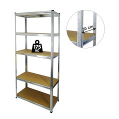   Fémpolc állvány - 5 szintes - fém - max 175 kg - 180 x 90 x 30 cm