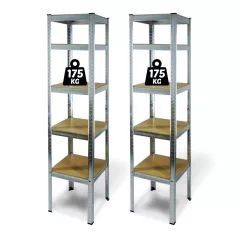   Fémpolc állvány - 5 szintes - fém - max. 175 kg - 180 x 40 x 40 cm - 2 db / csomag