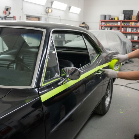 Maszkolószalag - vízbázisú - 50 m x 24 mm - sárgászöld - autóipari, hőálló