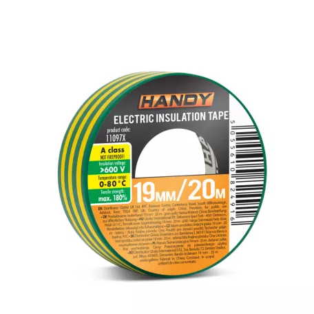 Szigetelőszalag - 19 mm · 20 m - zöld / sárga