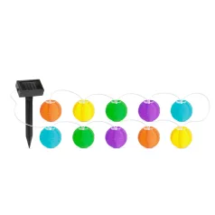   Szolár lampion fényfüzér - 10 db színes lampion, hidegfehér LED - 2,5 m