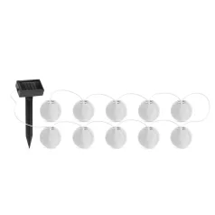   Szolár lampion fényfüzér - 10 db fehér lampion, hidegfehér LED - 2,5 m