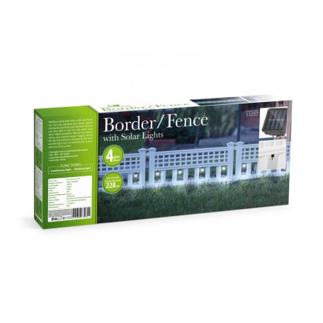 LED-es szolár kerítés - 58 x 36 x 3,5 cm - hidegfehér - 4 db / szett