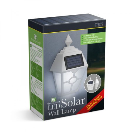 LED-es szolár fali lámpa - fehér, hidegfehér - 14 x 6,2 x 19 cm