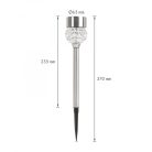 LED-es szolár lámpa - leszúrható - szálcsiszolt fém + üveg - 270 mm