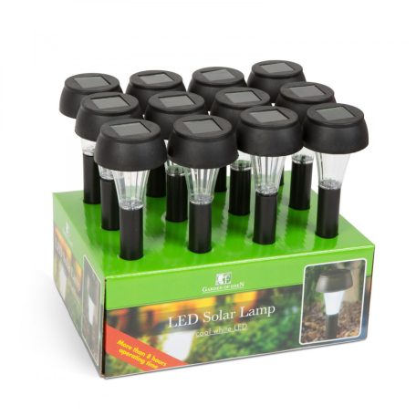 LED-es szolár lámpa - hidegfehér - fekete - műanyag