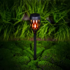   LED-es szolár lámpa - leszúrható / fali / szabadonálló - lángeffekt - 12 sárga LED - 90 x 410 mm