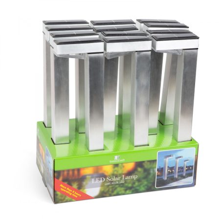 LED-es szolár lámpa - hidegfehér - szálcsiszolt - fém