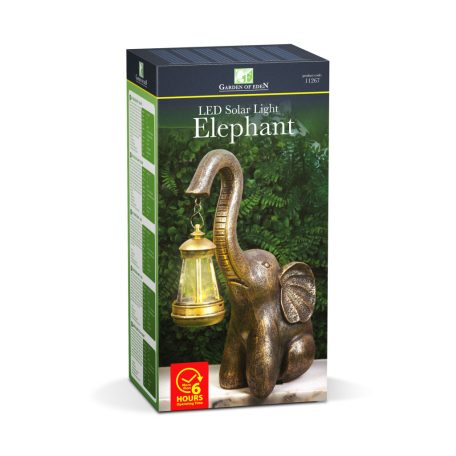 LED-es szolár lámpa - elefánt - melegfehér - műanyag - 30,5 x 12 x 24 cm