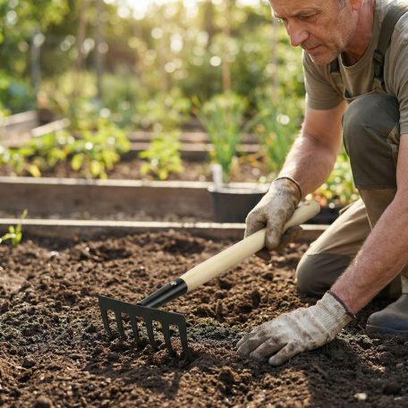 Kerti szerszám - gereblye - 50 cm - fa nyéllel