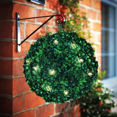 Szolár bukszus - felakasztható - 25 cm - 20 melegfehér LED