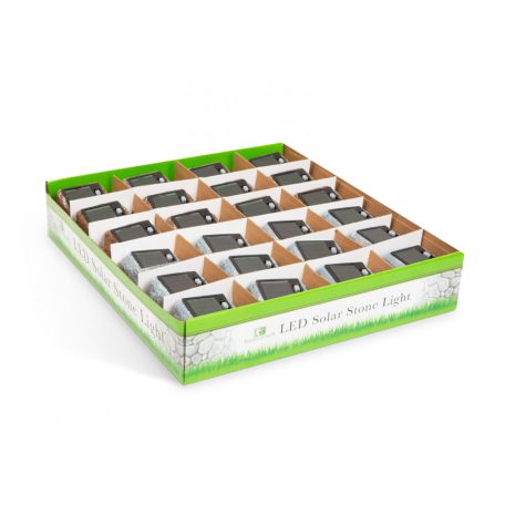 LED-es kültéri szolárlámpa - szürke / barna kő - hidegfehér - 80 x 56 x 70 mm