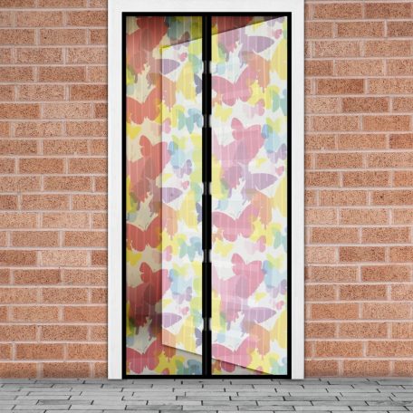 Szúnyogháló függöny ajtóra - mágneses - 100 x 210 cm - színes pillangós