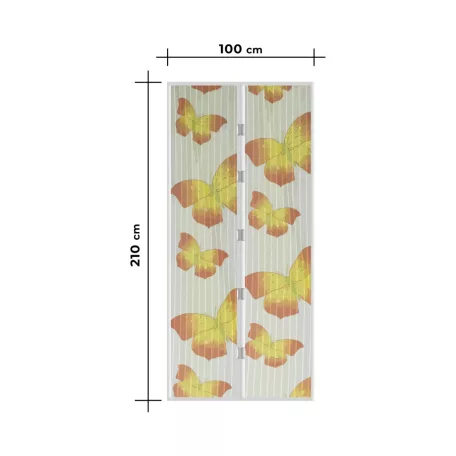 Szúnyogháló függöny ajtóra - mágneses - 100 x 210 cm - sárga pillangós