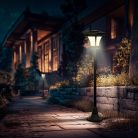 LED-es szolár lámpa - kandeláber - 120 cm - 10 LED - fekete - melegfehér