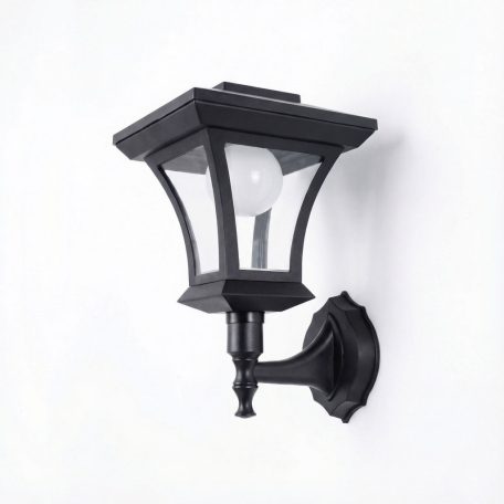 LED-es szolár lámpa - fali - 21 x 21 cm - 8 LED - fekete - melegfehér