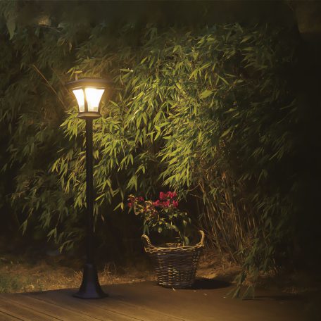 LED-es szolár lámpa - kandeláber - 120 cm - 10 LED - fekete - melegfehér