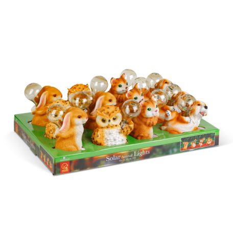 Szolár állatfigurák - 4 féle - 5 x melegfehér LED - 15 cm