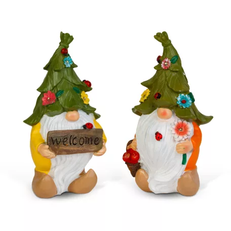 LED-es szolár manó - 2 féle - melegfehér LED - műgyanta - 10 x 8,5 x 18,5 cm