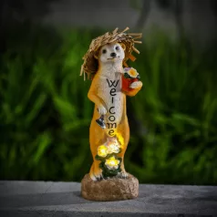   LED-es szolár állatfigura - "Welcome" szurikáta - melegfehér LED - 30 cm