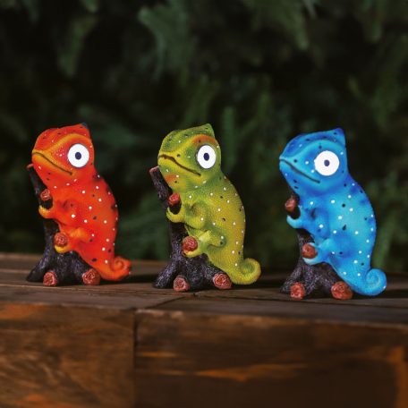 LED-es szolár állatfigura - kaméleon - 2 x melegfehér LED - 3 féle