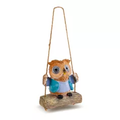   Felakasztható szolár dekoráció - bagoly - 2 fehér LED - 10 x 6 x 28 cm