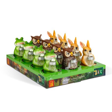 Szolár állatfigurák - 3 féle - 10 melegfehér LED - 15 cm
