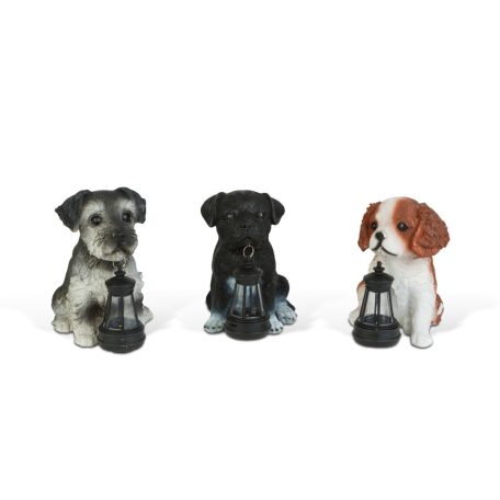 Szolár állatfigurák - 3 féle kutya - 1 x melegfehér LED - 14 cm