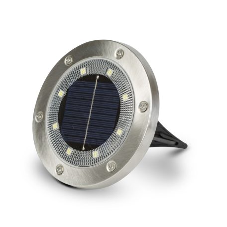 LED-es leszúrható / fali szolár lámpa - kör alakú - SMD LED - hidegfehér - 12 cm