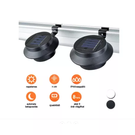 Garden of Eden 6 db kültéri ereszcsatornára szerelhető napelemes lámpa, fekete 11445 bk