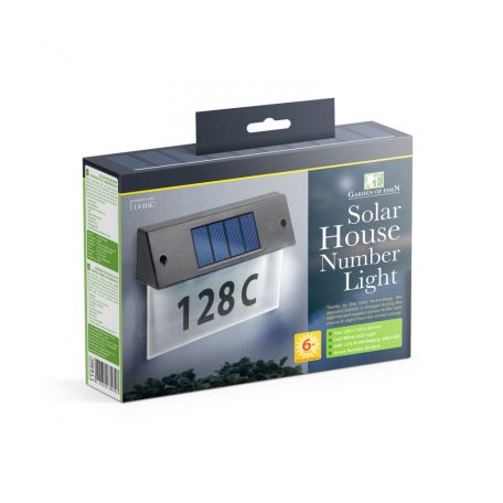 GARDEN OF EDEN Szolár házszámfény - átlátszó plexi - hidegfehér LED - 18 x 20 cm