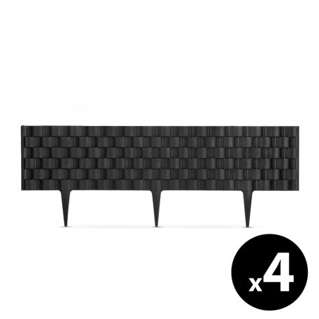 Virágágyás szegély / kerítés 60 x 22 cm - fekete - 4 db / csomag