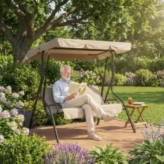   Garden silence Kerti hintaágy 3 személyes  - 170 x 110 x 153 cm - sötét bézs 11492a