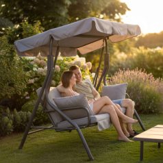 Kerti hintaágy - 170 x 110 x 153 cm - szürke