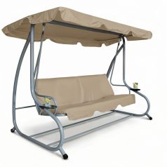   Kerti hintaágy - 200 x 120 x 164 cm - sötét bézs - pohártartóval