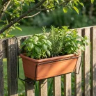 Virágosláda tartó - fém, fekete - korlátra - 40 x 22 cm