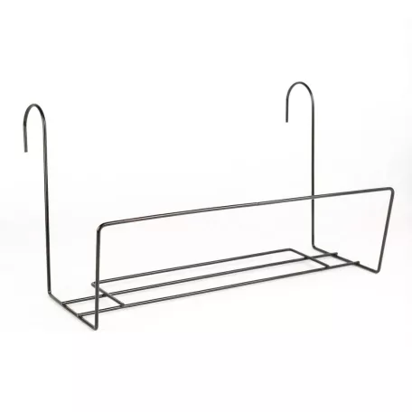 Virágosláda tartó - fém, fekete - korlátra - 40 x 22 cm